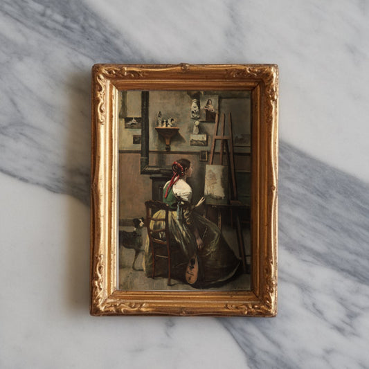 Corot’s Studio: Woman Seated Before an Easel by Jean-Baptiste-Camille Corot | c. 1868 | Vintage Fine Art Print