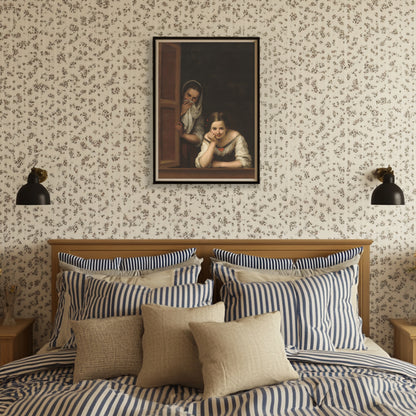 Two Women at a Window by Bartolomé Esteban Murillo | c. 1655/1660 | Vintage Fine Art Print